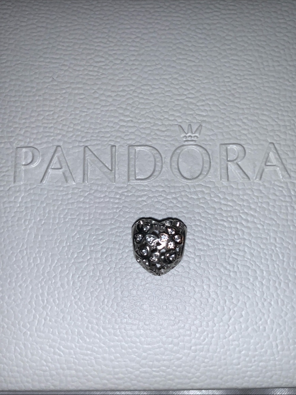 Silver Heart Charm with Sparkling Stones